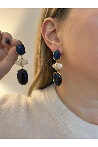 Snartun Gold Color Stone Triple Form Earrings – Modern and Elegant Women's Jewelry |   Gift Boxed