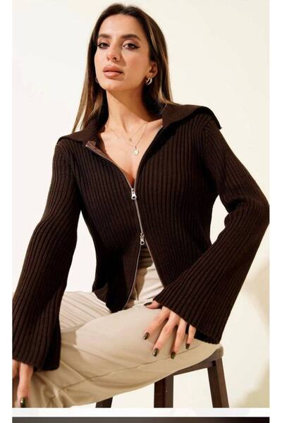 NEW DAĞ Women's Ribbed Zippered Knit Cardigan