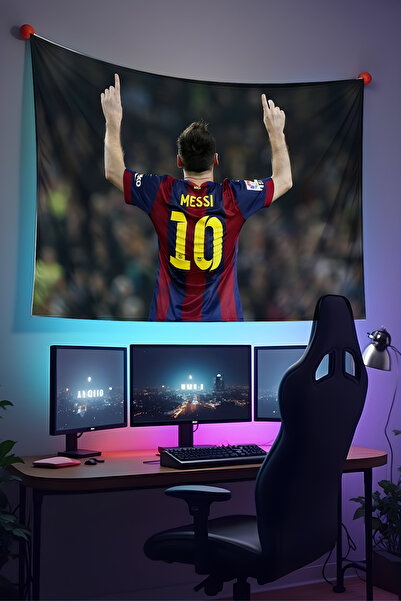 Halura Messi Futbolcu Duvar Örtüsü - Kaliteli Kumaş, Oda Dekoru Tapestry Duva...