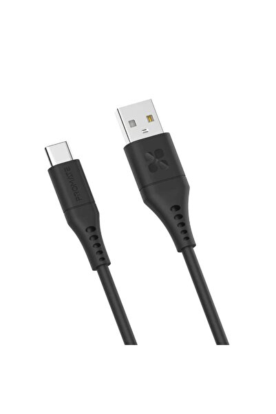 Promate Ultra-Fast USB-A to USB-C Soft Silicone cable 200 cm Black