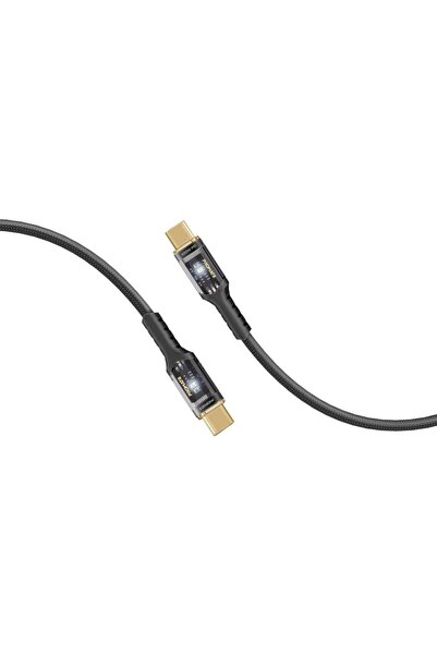 Promate High Tensile Transparent 100W Power Delivery USB-C Cable with LED Light 120 c.m