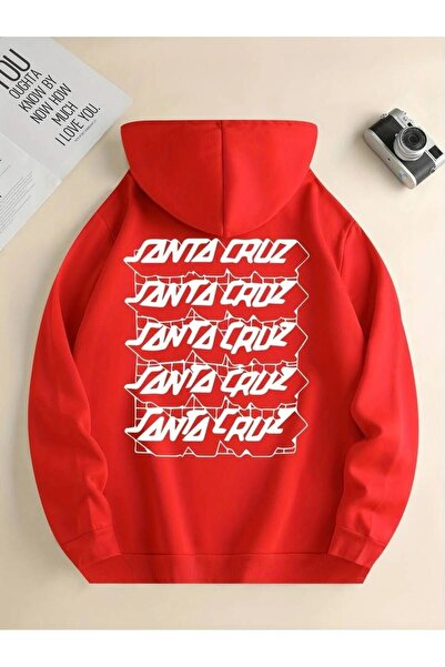 LUSHN هودي سانتا كروز مطبوع قصة فضفاضة للشتاء مصنوع من 3 خيوط 100% قطن K بغطا...