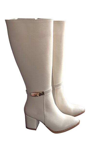 pabucmarketi Beige Women's Heeled Boots