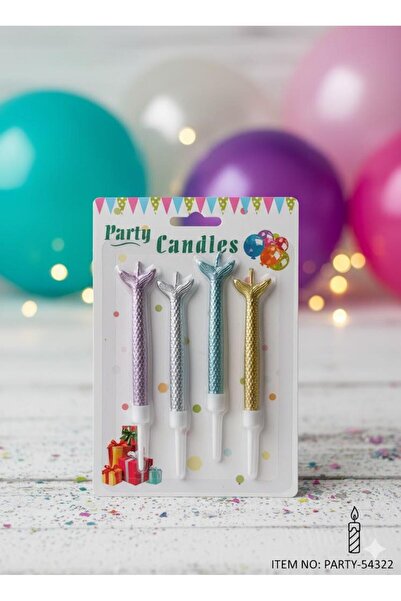 Adana Pasta Malzemeleri ERT-MUM-117 MUM DENİZ KIZI KUYRUĞU 12 CM 4 LÜ