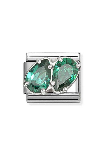 NOMİNATİON Composable CL steel, CZ and 925 sterling silver GREEN double drops...