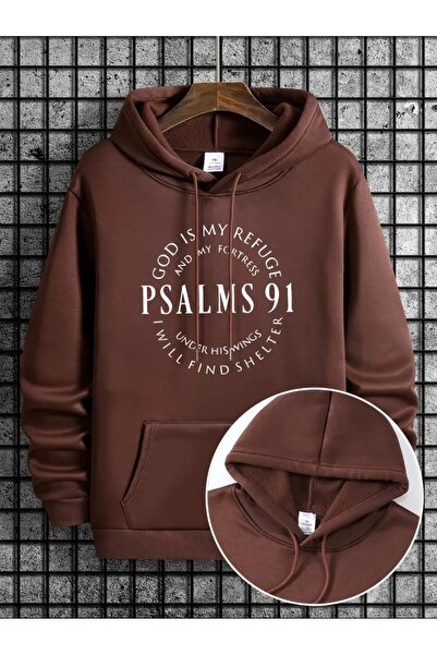 LAYORA K Hooded Sweatshirt for Men - Psalms 91 Verse Pattern