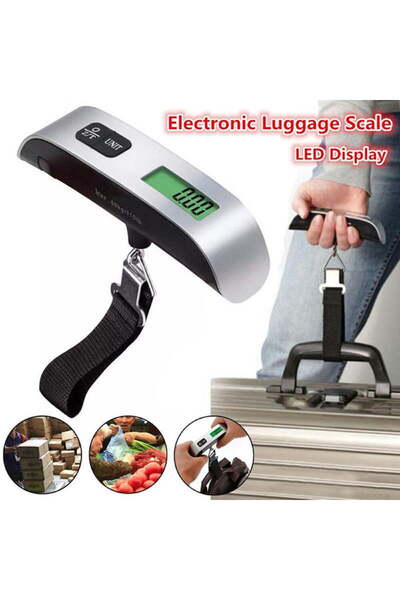 HYX ميزان أمتعة رقمي محمول بسعة 110 رطل / 50 كجم مع إضاءة خلفية ووظيفة الوزن ...