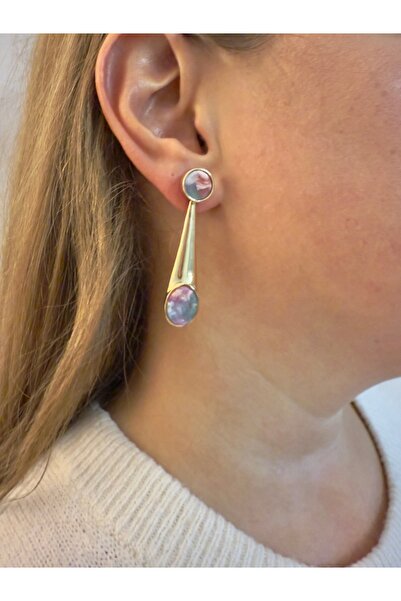 Snartun Gold Color Stone Long Form Earrings – Elegant and Modern Women's Jewelry |   Special Boxed