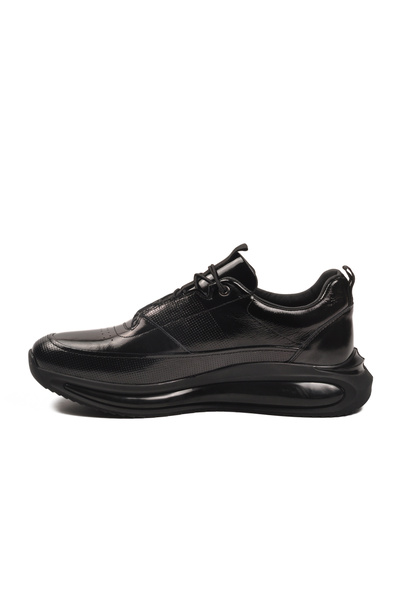 MARCOMEN Black Patent Leather Genuine Leather Men's Sneaker