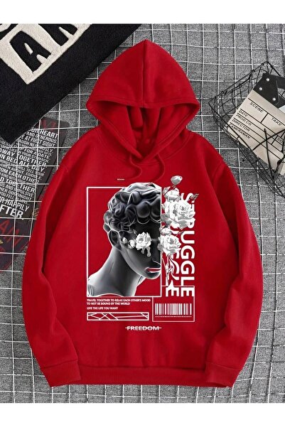 LUSHN هودي للجنسين منحوتة وزهرة مطبوع قصة فضفاضة شتوي بغطاء رأس خيط 100% قطن ...