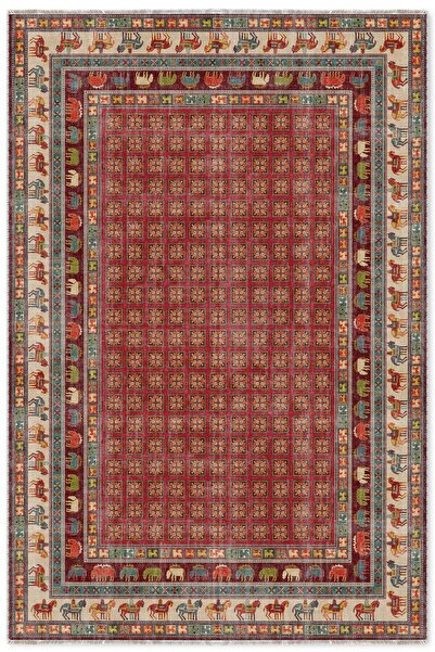 Pastel Home Renkli Pazırık Halısı Tasarım Şönil Halı Kilim Yolluk Kaymaz Yıkanabilir Saçaklı Salon Mutfak