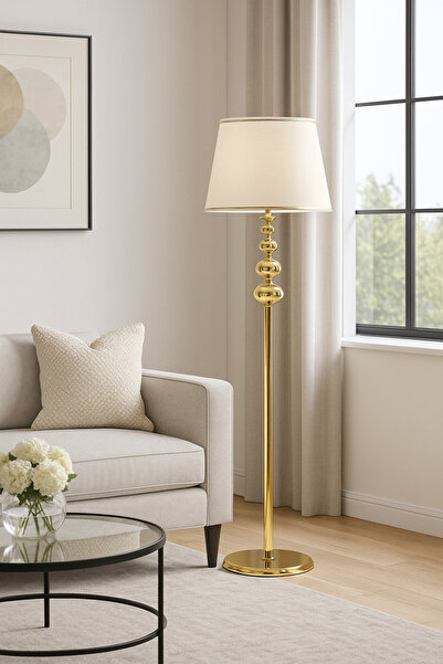 Vinner Plus Lumina Gold Şapkalı Metal Lambader – Lüks Salon ve Oturma Odası Aydınlatması