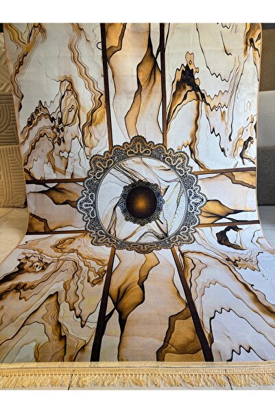 Padişah Dekoratif Yıkanabilir Halı EAC63 Yeni Nesil Kaymaz Taban Salon Halısı Modern Göbekli Klasik Desenli