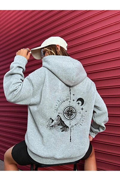 LUSHN Compass Special Design Printed North Sweatshirt