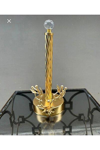 İmren Collection Flower Model Luxury Roll Napkin Holder Gold Color