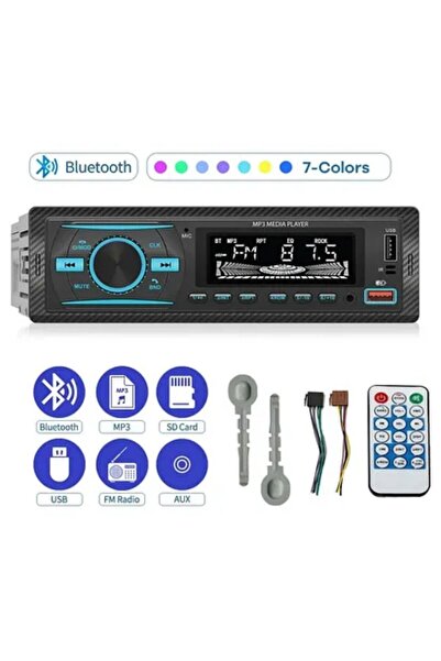 Asel Aksesuarcı 7 Farklı Renkli Oto Teyp - Bluetooth & USB & AUX & FM Destekl...