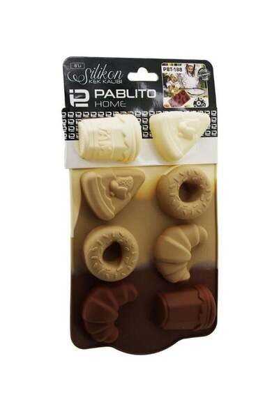 Adana Pasta Malzemeleri PBT-188 قالب كعكة السيليكون بالكرواسون 6 قطع