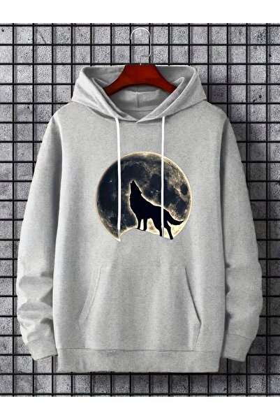 LUSHN Unisex Dolunay Kurt Printed Oversized Winter 3 Thread 100% Cotton K Hoo...