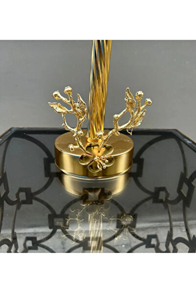 İmren Collection Flower Model Luxury Roll Napkin Holder Gold Color