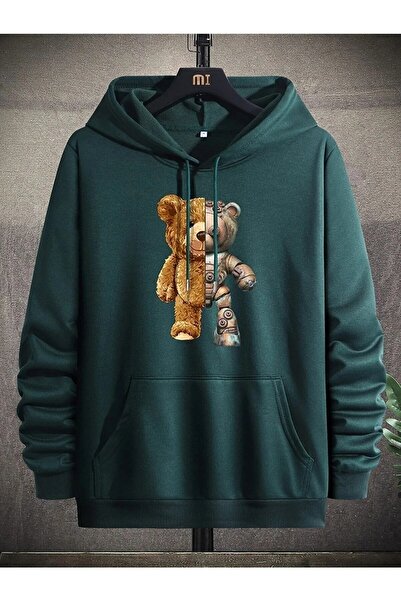 LUSHN مقنعين النعناع الأخضر روبوت تيدي بير هوديي البلوز