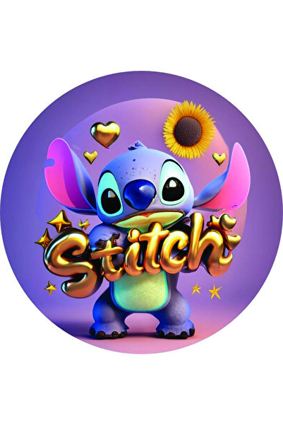 İv Reklam stitch Doğum Günü Afişi 150x150 cm Yuvarlak