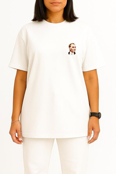 Bahriyeli Collection Oversized Mustafa Kemal Atatürk Portrait Pocket Design Unisex T-Shirt