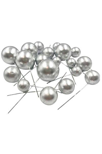 Adana Pasta Malzemeleri Ert-top-104 silver cake topper balls 20 pieces