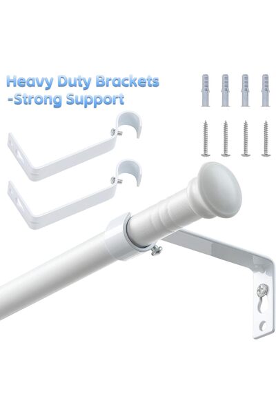 Whimlets Expandable Metal Curtain Rail with Rings, 76-116 cm, Rail Bar, Diameter 1.6 cm