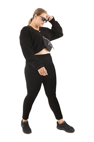 İyisini İstersen Women's Plus Size Rubberized Velvet Black Tights