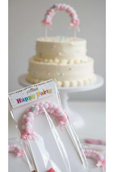 Adana Pasta Malzemeleri ERT-TOPPER-101-PEM/B PEMBE BEYAZ PONPONLU PASTA ÜSTÜ ...