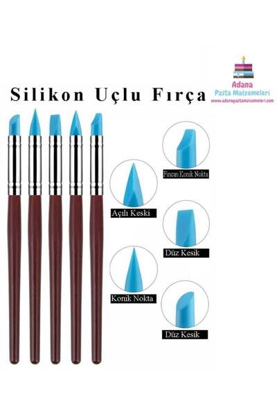 Adana Pasta Malzemeleri Bt-9138L Silicone Tip Brush Set of 5 Medium