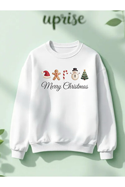 Vordevia Crăciun Fericit cu imprimeu Hanorac din bumbac 3 fire B guler rotund...