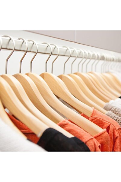 EBA Set 10 Umerase din Lemn, eBA®, Cu 2 crestaturi, Carlig rotativ 360 grad, Bara pentru pantaloni si d