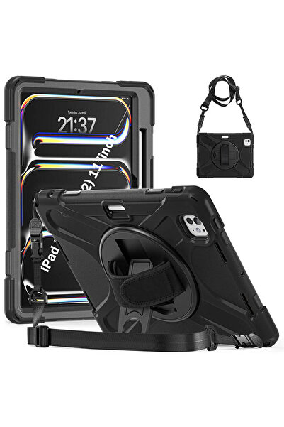 zore iPad Pro 11 2025 M5 Defender Silicone Tablet Case - Black