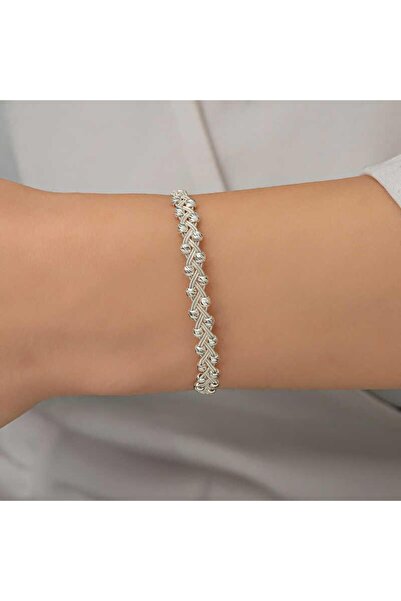 Gumush Hk Gümüş Kadın Bileklik Kazaziye Örgü|Gümüş Takı Hediyelik Ürünler
