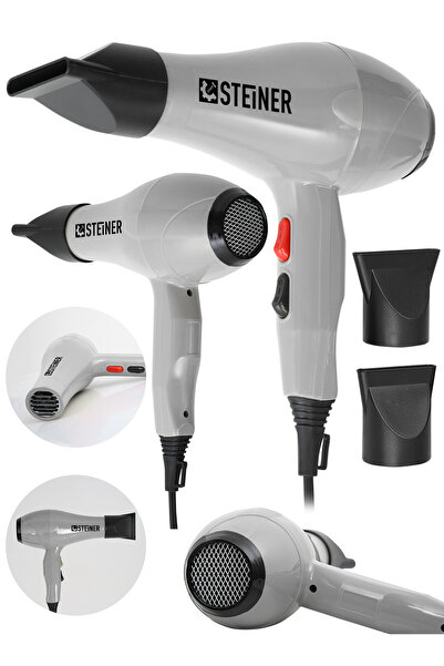 STEİNER 3800 Watt Profesyonel Saç Kurutma Makinesi Fön Makinesi Ac Motor Gri+...