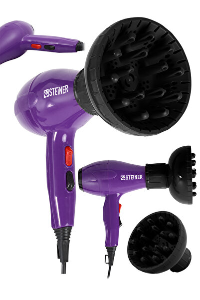 STEİNER 3800 Watt Professional Saç Kurutma Makinesi Ac Motor Fön Makinesi Mor...