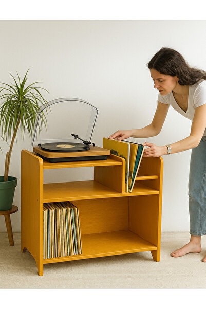 BLAN studio Ahşap Pikap ve Plak Sehpası Plak Dolabı Konsol Bal