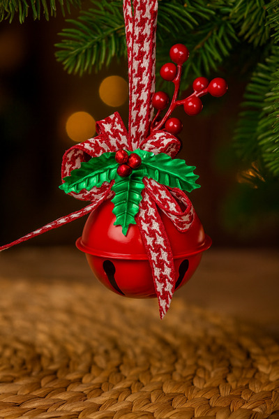 OEM Decorative Christmas bell, for the tree, with hanging ribbon, 7 cm