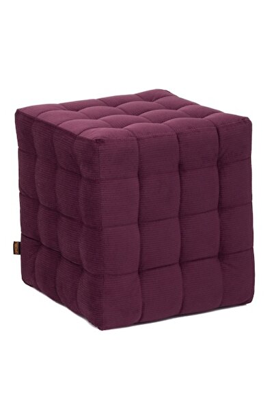 QMOBILI BUMP Ottoman - Burgundy Fabric Cube