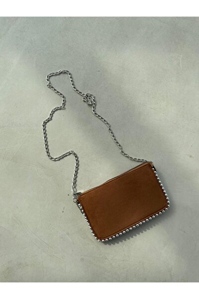 Senza Vedere Noa Beaded Detailed Suede Hand, Shoulder and Crossbody Bag