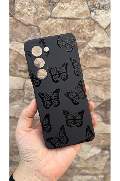 Vip Case Oppo A5 Uyumlu Siyah Kelebek Desenli Silikon Darbe Emici Klasik Korumalı Rubber Kılıf