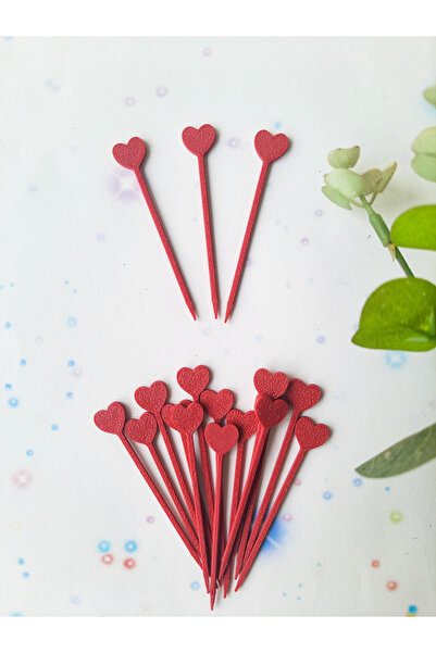 Atolye Doruk Red Heart Cupcake Toothpick-Valentine's Day Cake Toothpick, Birthday, Romantic Dining Engagement Cake
