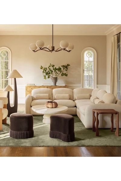 sofalab Teren Kadife Püsküllü Puf