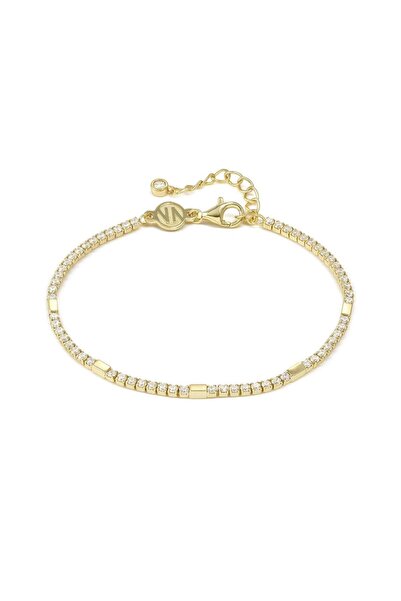 NOMİNATİON 925 ayar gümüş TENNIS ve kübik zirkonya sarı altın PETIT SPARKLE b...