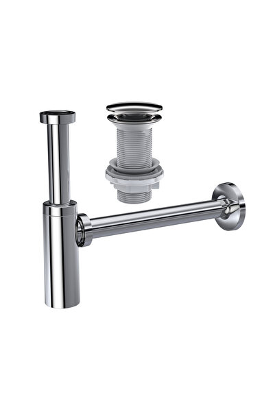 İZ YAPI MOON Krom Sifon + Felix Pop-Up Seti (Paslanmaz Çelik Başlıklı) | Taşm...