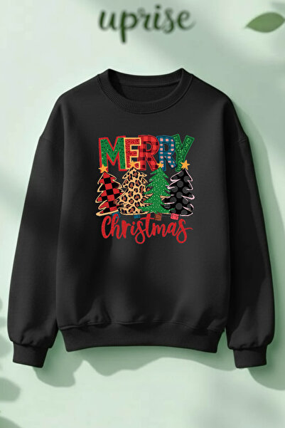 Vordevia Crăciun Fericit cu imprimeu Hanorac din bumbac 3 fire B guler rotund...