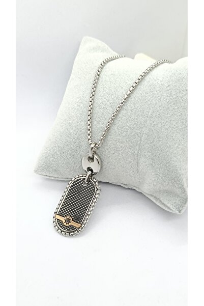 ndjewelry درع تيتان – قلادة رجالية ذات ملمس فولاذي