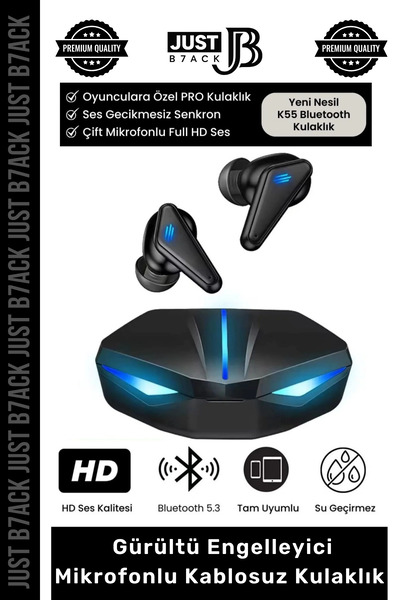 Genel Markalar Premium RGB Işıklı K55 Tws Pro Extra Bass Mikrofon 3D Stereo S...