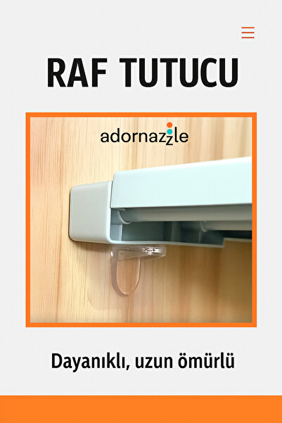 adornazzle Raf Tutucu, Yapışkanlı Raf Sabitleyici, Vidasız Raf Tutucu 4 Adet